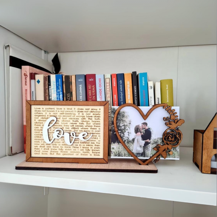 Decoratiune din lemn LOVE, cu loc pentru poza, 30x13.5cm [2]