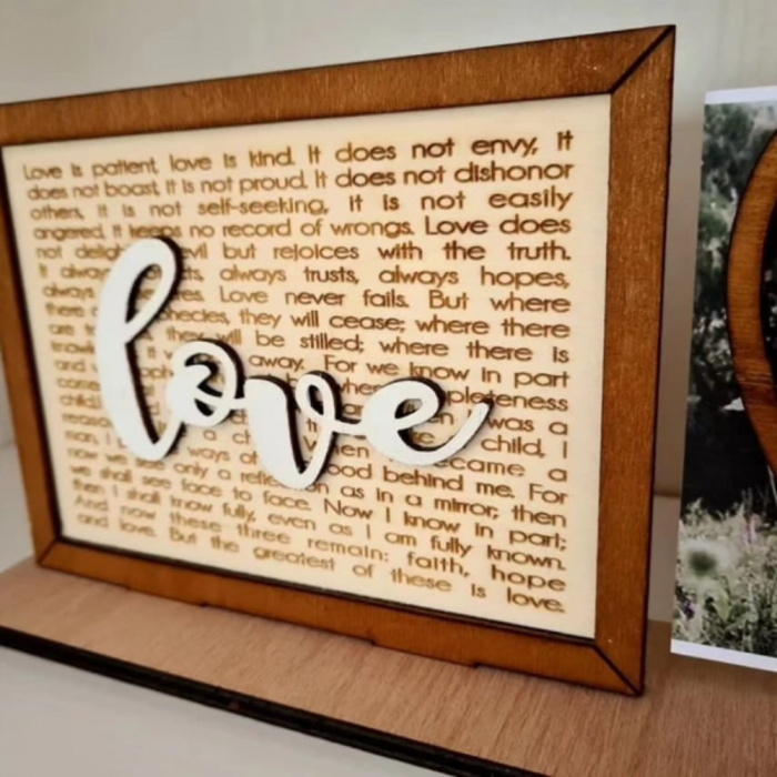 Decoratiune din lemn LOVE, cu loc pentru poza, 30x13.5cm [3]