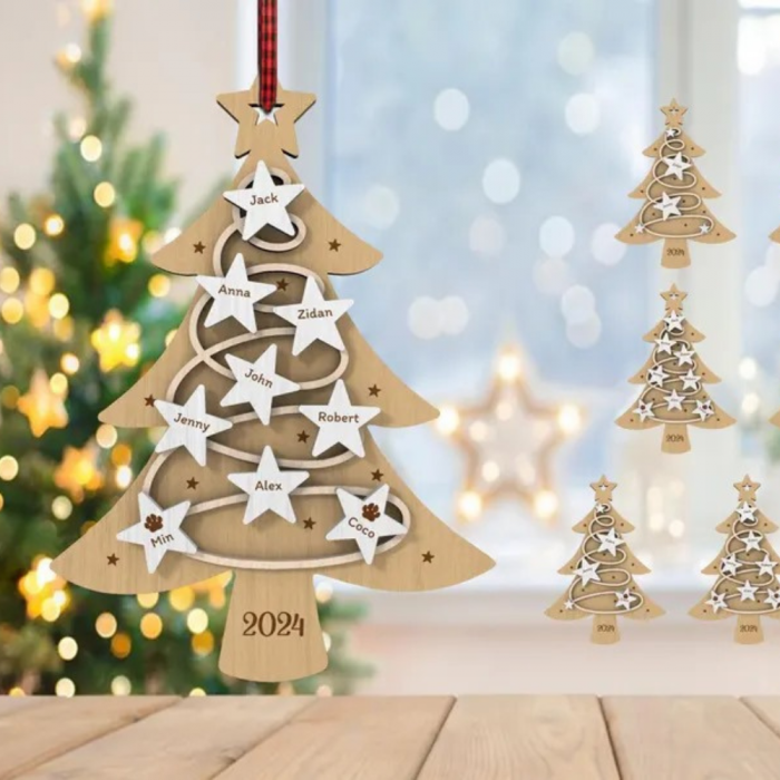 Decoratiune din MDF Bradut Family cu panglica 10x8cm [1]
