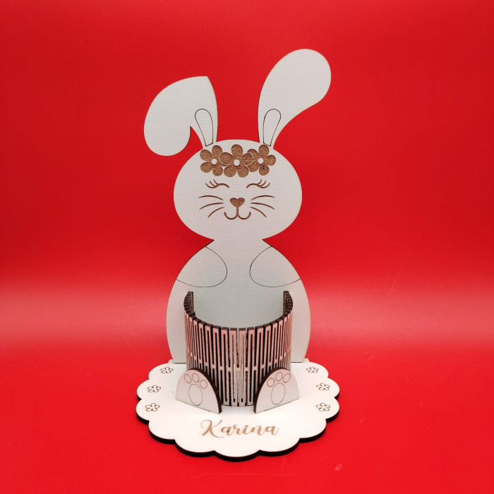 Decoratiune din MDF Iepure suport oua, 16x10cm [3]