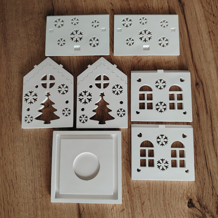 Decoratiune din praf ceramic Casuta Craciun, 7 piese, 11x14cm [2]