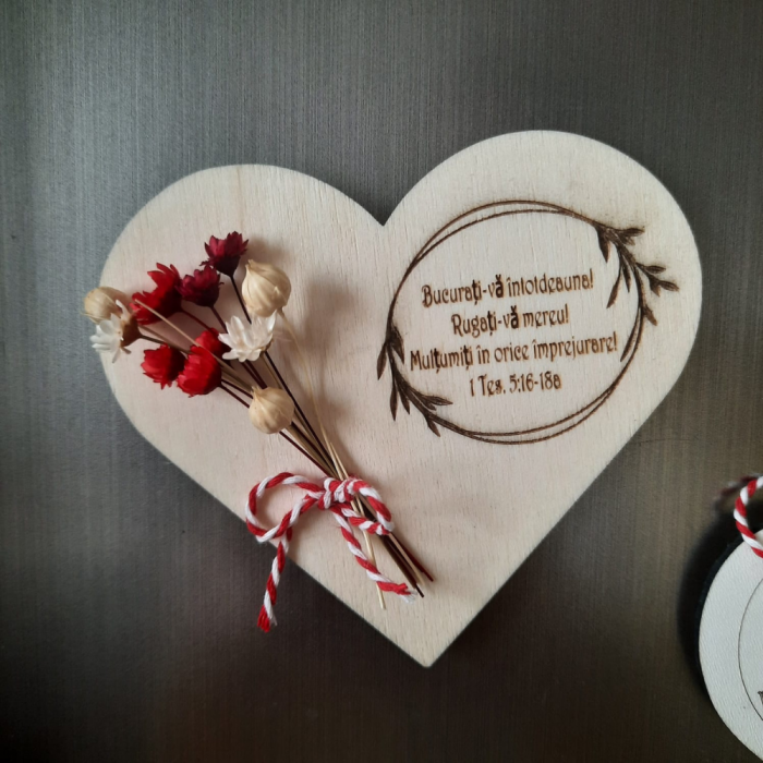 Decoratiune Inima cu text si flori 9x10cm [1]
