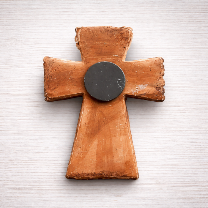 Decoratiune ipsos Cruce cu magnet, pictata, 7.5x6cm [2]
