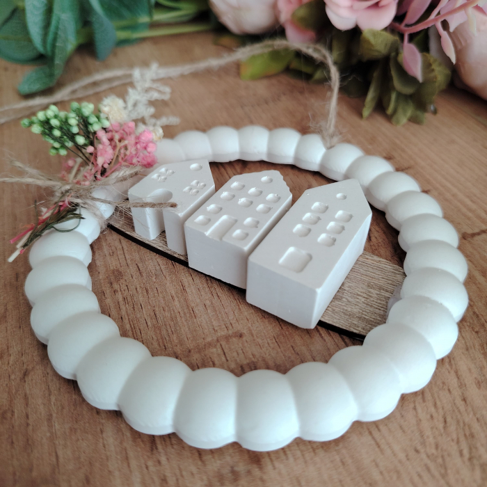 Decoratiune praf ceramic cu casute, 12cm [4]