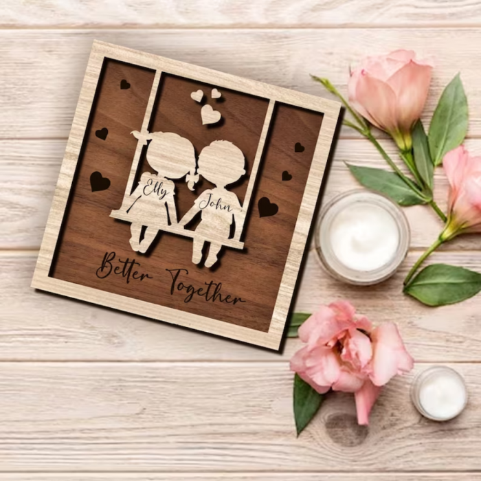 Decoratiune Valentine's Tineri pe Leagan 15x15cm [2]