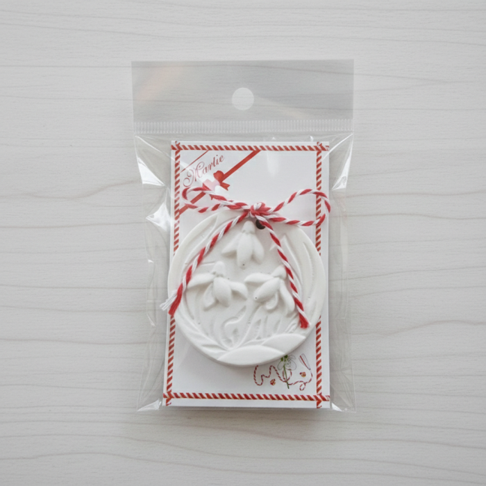 Mărțișor din ipsos Medalion cu Ghiocel, 5.5cm [4]