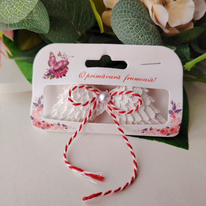 Martisor din praf ceramic Aripi de Inger, ambalaj si snur, 3.5x9.5cm [2]