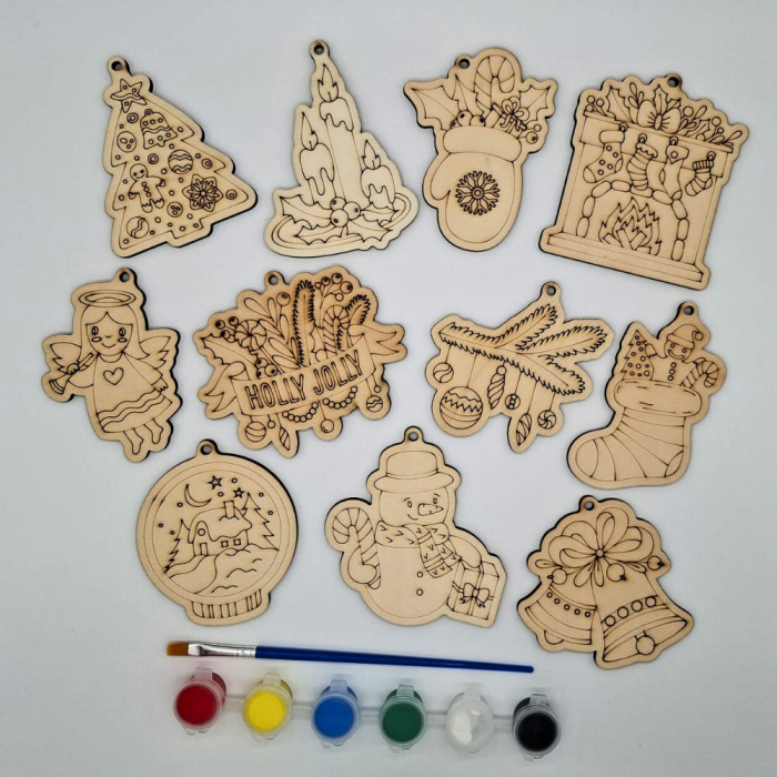 Pachet Creativ de Iarnă cu 11 figurine din lemn si culori [1]