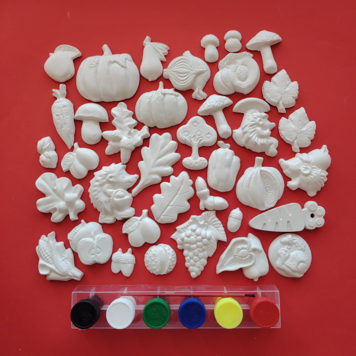 Pachet Cadou cu 36 Figurine din ipsos, culori si pensula (toamna) [3]