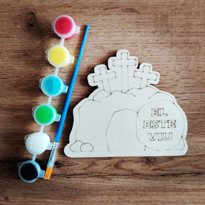 Placheta din lemn El este viu, Paste, 11x12.5cm [2]