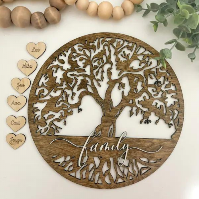 Decoratiune Pomul Vieții, 6 inimi incluse, suport masa [2]