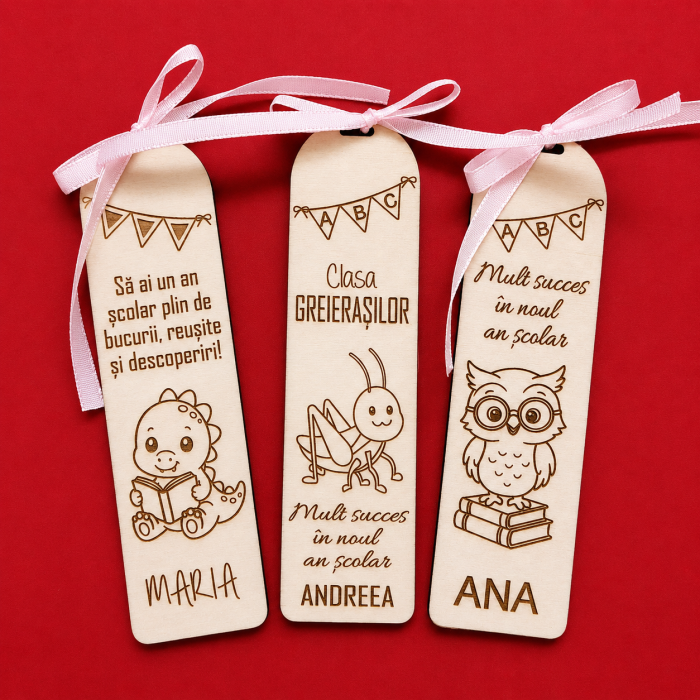 Semne de carte din lemn, personalizabile, cu panglica, 15x4cm [2]