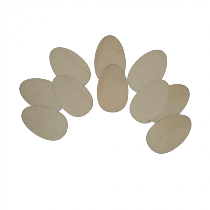 Set 10 oua din lemn natur, blank, 6.5x4.2cm [1]