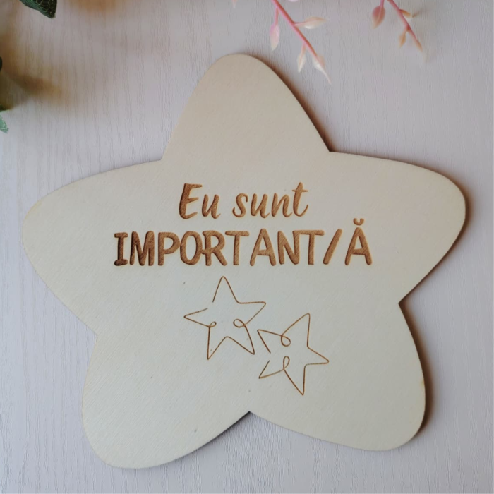 Set 10 piese din lemn Statia Afirmatiilor, pentru gradinita, 18x18cm [10]