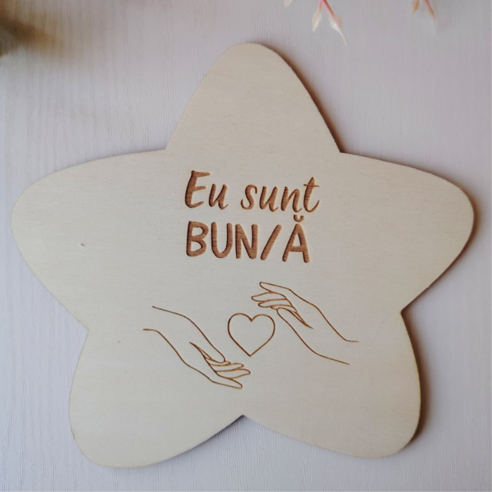 Set 10 piese din lemn Statia Afirmatiilor, pentru gradinita, 18x18cm [9]