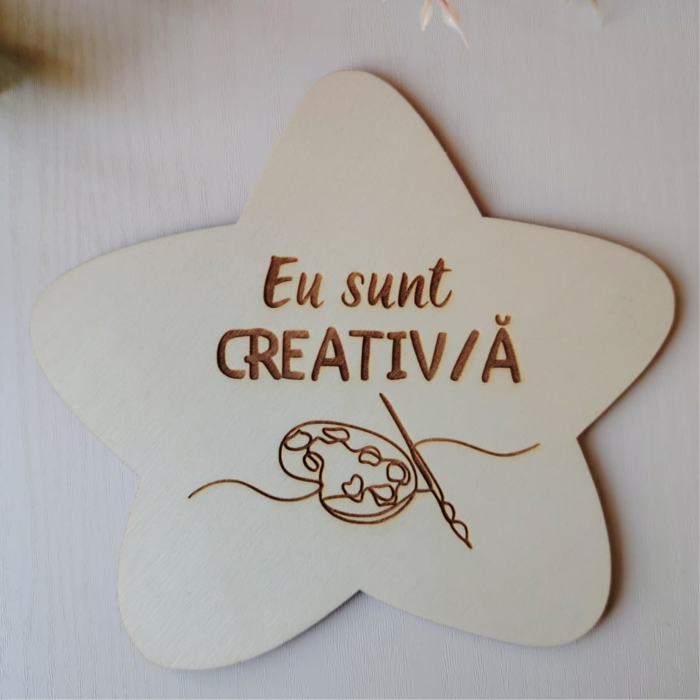 Set 10 piese din lemn Statia Afirmatiilor, pentru gradinita, 18x18cm [3]