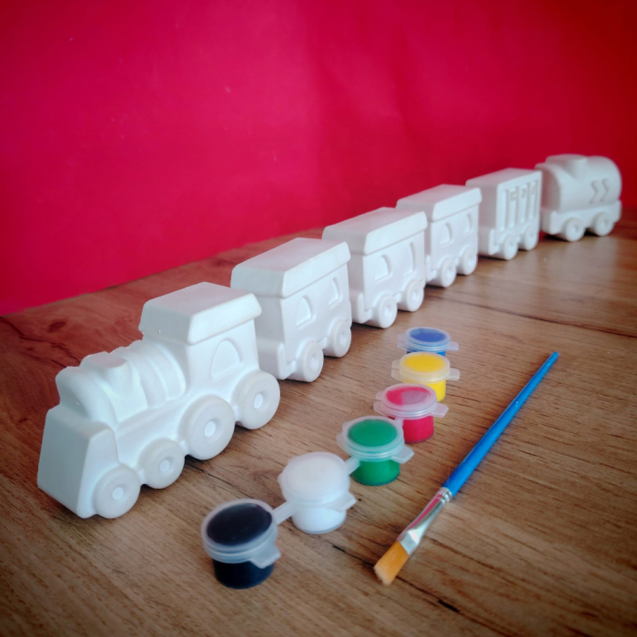 Set 6 figurine din ipsos Trenulet si vagoane 7x6cm [5]