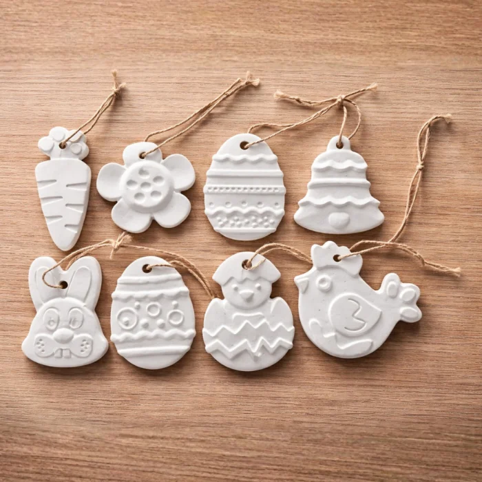 Set creativ din ipsos cu 8 Figurine cu agatatoare, Pasti, 8x6cm [2]