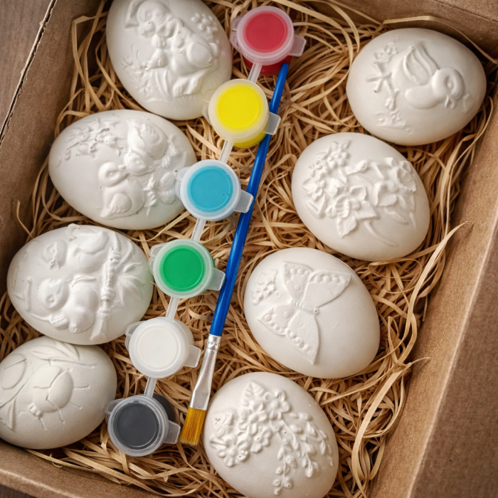 Set creativ din ipsos cu 8 oua, Pasti, 5x4cm [2]