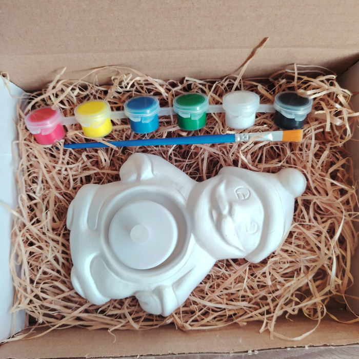 Set creativ din ipsos - suport pentru lumânări Moș Crăciun, 14.5x10 cm [3]