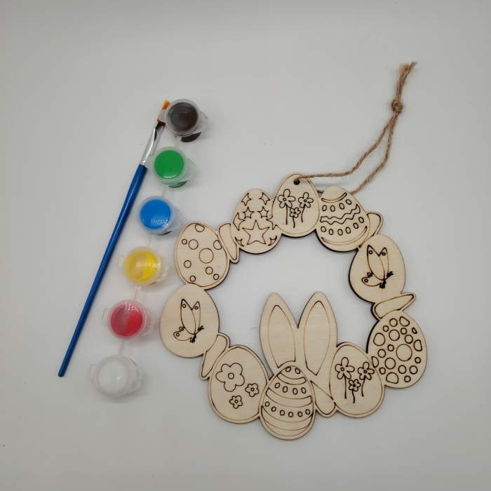 Set creativ din lemn Coronita pentru pictat, Pasti, 14.5cm [3]