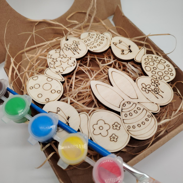 Set creativ din lemn Coronita pentru pictat, Pasti, 14.5cm [2]