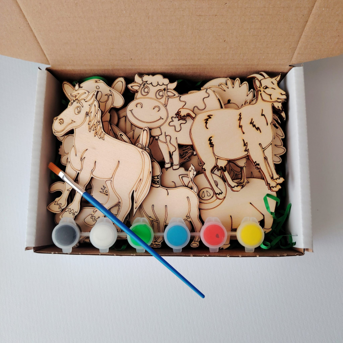 Set creativ din lemn Ferma Animalelor 14 piese [4]