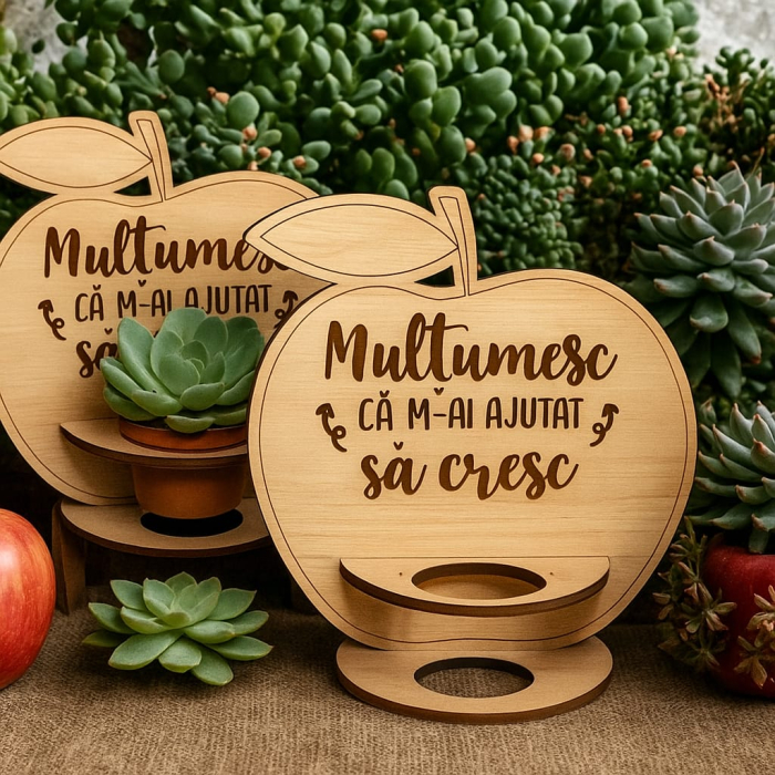 Suport din lemn pentru plante suculente, personalizabil, 15x16cm [3]