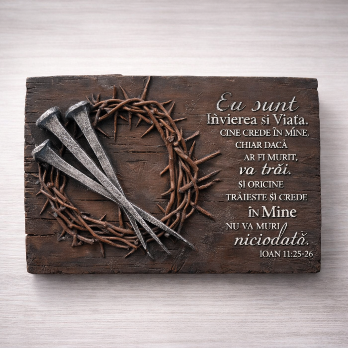 Tablou din ipsos Coroana cu spini si cuie, alb,17x11cm [3]