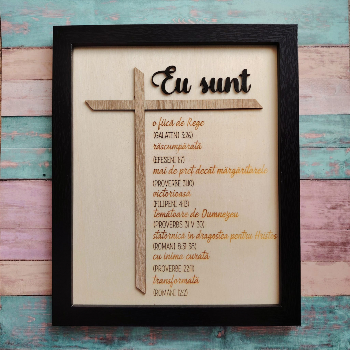 Tablou din lemn Sunt in Hristos, 23.5x32.5cm [6]