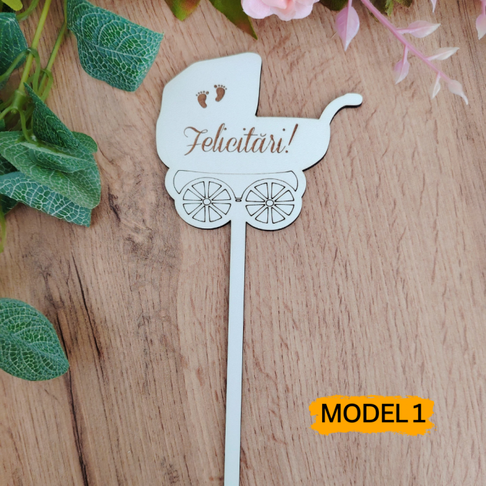 Topper din MDF Baby Shower, 23x9cm [3]