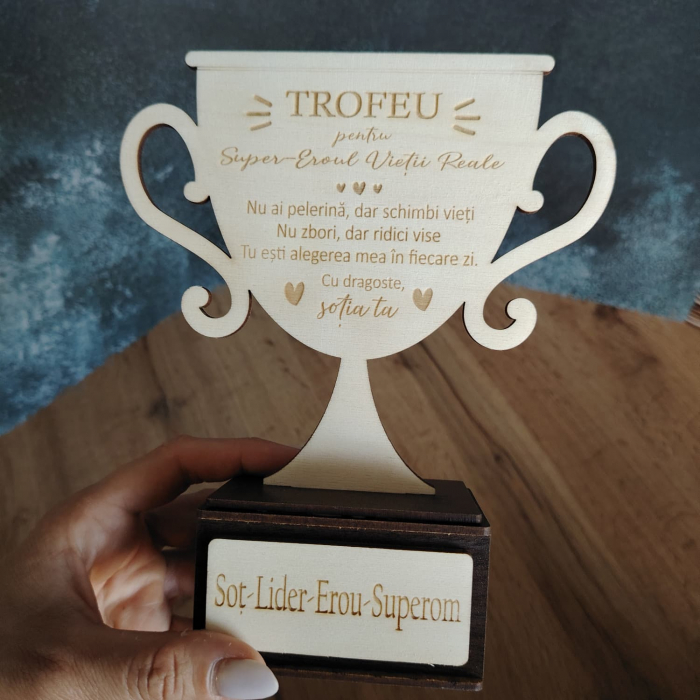 Trofeu din lemn si mdf, personalizabil, 21x17cm [4]