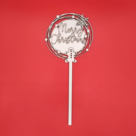 DECORATIUNI PENTRU EVENIMENTE - Topper din MDF Merry Christmas, 22cm