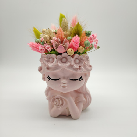 PASTE - Vaza din ipsos cu flori uscate, 17x8cm