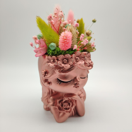 Vaza din ipsos cu flori uscate, 17x8cm [4]