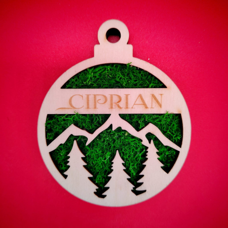 Decoratiune din lemn cu licheni Glob 9cm [2]