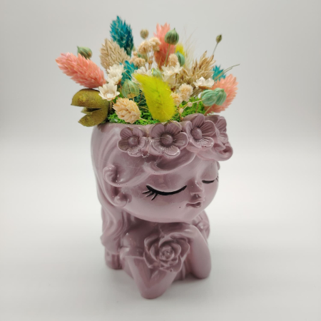 Vaza din ipsos cu flori uscate, 17x8cm [1]