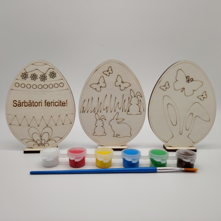 Set creativ din lemn 3 oua Pasti, 11.5x8.5cm [2]