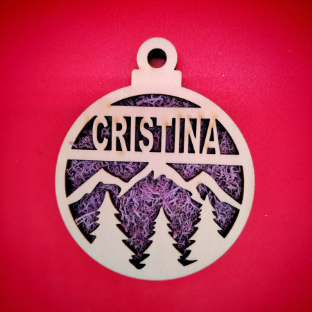 Decoratiune din lemn cu licheni Glob 9cm [3]
