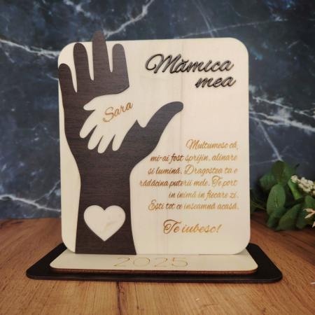 TABLOURI SI FOTOGRAVURA - Decoratiune din lemn si mdf pentru Mama, 23x23cm