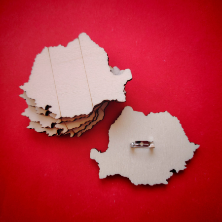 Ecuson din lemn Harta Romaniei 7x5cm [2]