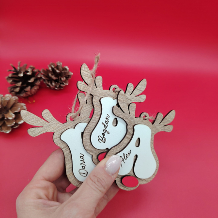 Decoratiune din mdf Ren cu agatatoare, personalizabil 10x7cm [4]