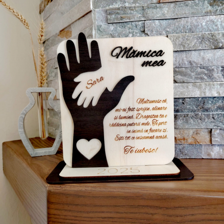 Decoratiune din lemn si mdf pentru Mama, 23x23cm [2]