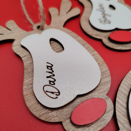 Decoratiune din mdf Ren cu agatatoare, personalizabil 10x7cm [2]