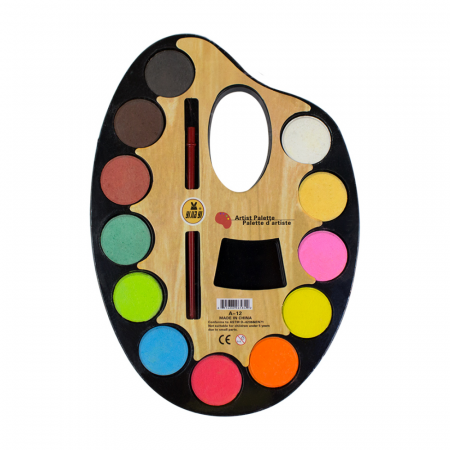 ACCESORII - Acuarele 12 culori si pensula, paleta medie
