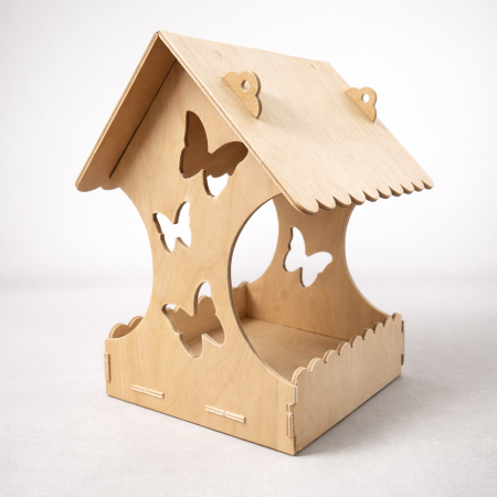 CASUTE PENTRU ANIMALE - Casuta/ Hranitoare din lemn pentru pasari, 19x12cm