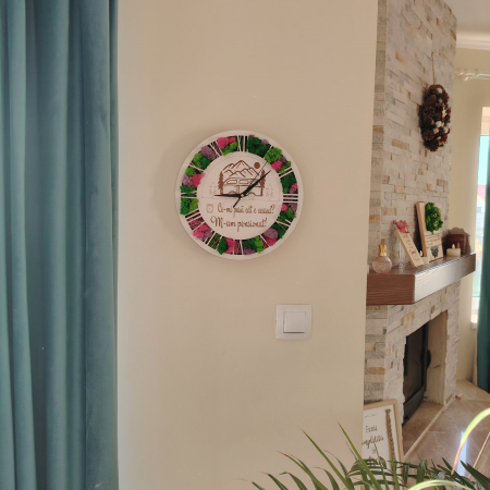 Ceas din MDF cu licheni, pentru perete, 30cm [3]