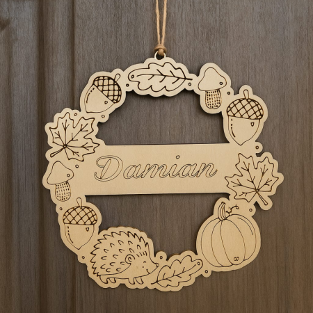 PRODUSE DIN LEMN - Coronita din lemn pentru pictat, personalizabila, 14.5x14.5cm