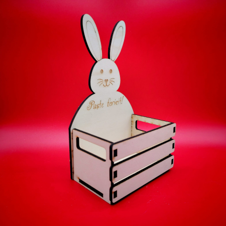 Cos din lemn Iepure, personalizabil, 18x10cm [1]