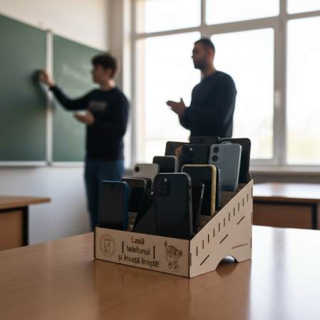 Cutie pentru depozitat 36 telefoane PHONE JAIL, din mdf, 26x26x19cm [6]